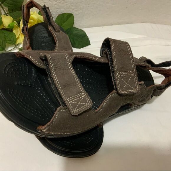 Crocs Mens Activewear Sport Sandals Brown Adjustable Strap Hook And Loop Sz 9 - Picture 3 of 10